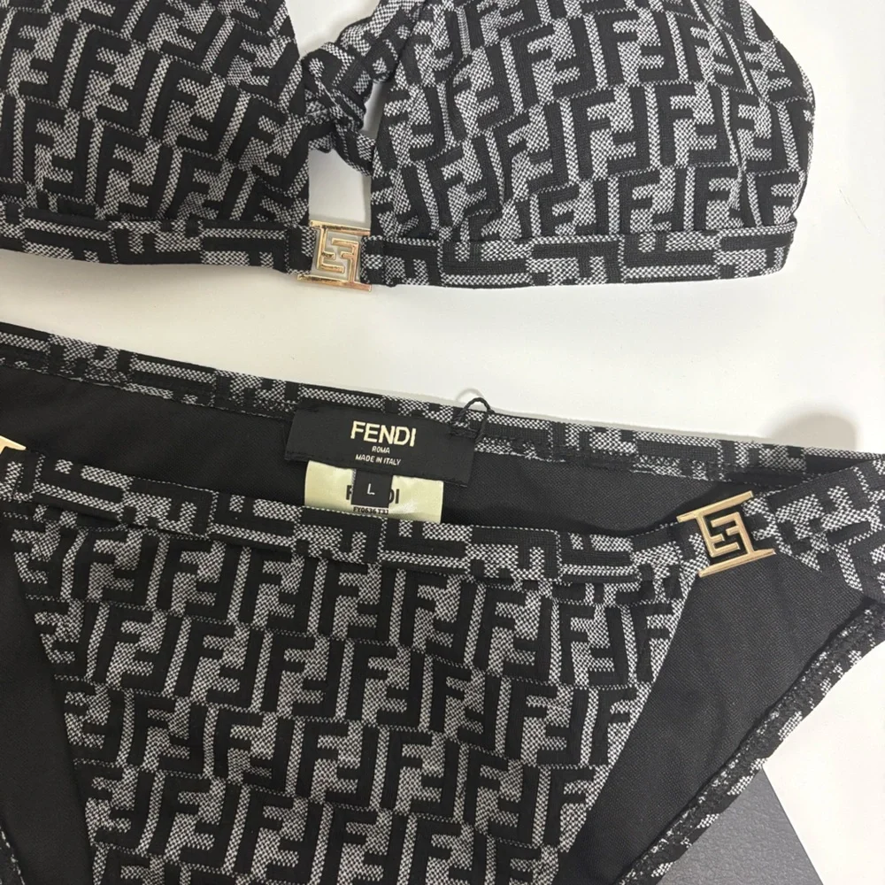 FENDI FF Monogram Metal Logo Two Piece Bikini Swimsuit - Picture 5 of 6